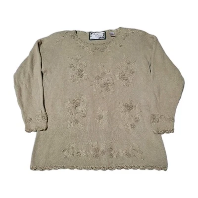 Suéter Vintage Colección Privada por Carolina Colores Floral Cuentas Bordado L Foto 1 de 4