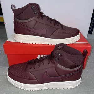 Nike Court Vision Mid Winter Sneaker Boot Borgogna Crush Bianco Uomo Taglia 8 NUOVO - Foto 1 di 9