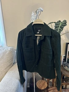 Kut from the Kloth Zinnia Corduroy Jacket Lightweight Shirt Sz Med Hunter Green - Picture 1 of 9