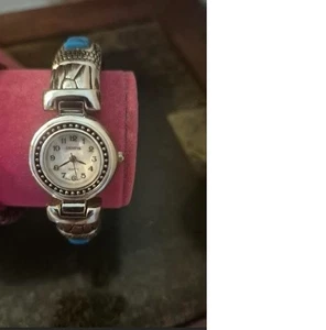 Vintage Geneva Faux Türkis Quarz Damen Armreif Armbanduhr - Bild 1 von 5