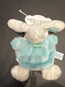 Doudou Peluche Babynat baby'nat Lapin rabbit bunny oursons Câlin bleu crème plat - Picture 1 of 3