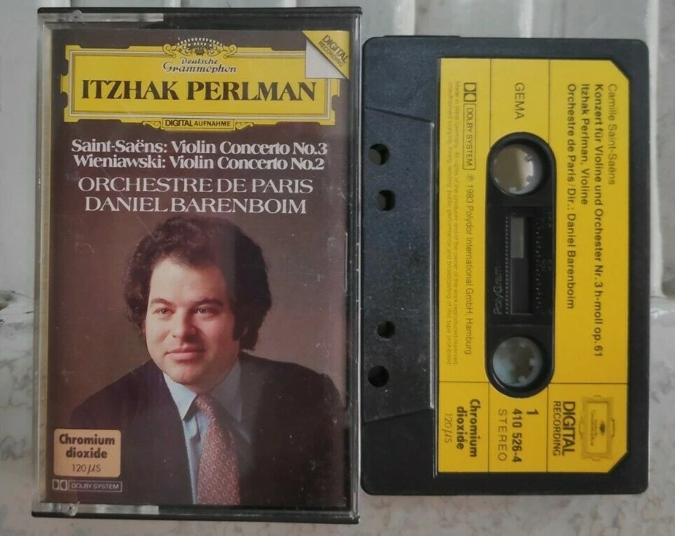 Saint-Saens / Wieniawski - Violin Concertos Perlman DG W.German Tape Paper Label - Image 1 of 1
