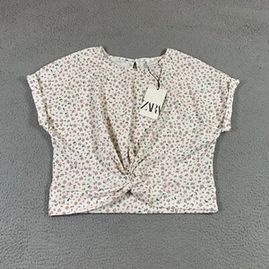 Zara White T Shirt Girls 11/12 Floral Cottagecore Coquette Summer Coastal - Picture 1 of 13