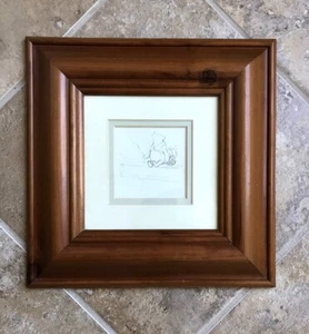 Vintage Winnie The Pooh and Piglet Pencil Sketch Framed Art Print 10.5 x 10.5" - Picture 1 of 10