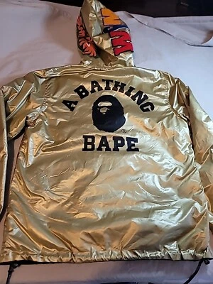 A Bathing Ape Bape Reversible Jacket Gold And Army Green Size Medium RARE! - Image 1 of 4