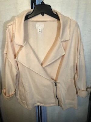 Caslon Tejido Moto Chaqueta Suéter Gran Tamaño Relajado Melocotón Talla Pequeña Bordes Crudos Foto 1 de 4