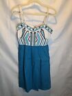Staring at Stars Cotton Halter Dress Womens size 4 Blue White Embrodiered Bodice