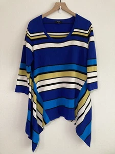Premise Women's pullover Knit Sweater Top w/sharkbit hem sz XL Multicolor/Blue - Picture 1 of 10