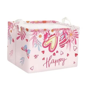Pink Flower Baby Laundry Hamper Kid Storage Basket Girl Gift Toy Box - Picture 1 of 8