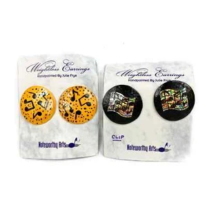 Handmade  Painted Weightless Musical Earrings by Noteworthy Arts 2 pair 1 clipon - Picture 1 of 6