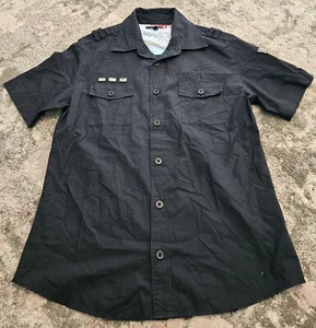 Quicksilver Short Sleeve Graphic Shirt Size Medium Black Cotton - Picture 1 of 8