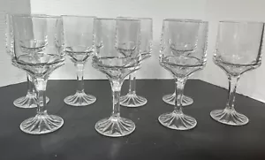 Crystal Clear Water Goblets Stemware Wine Glasses set of 8 Heavy 7.5" high VTG - Picture 1 of 10