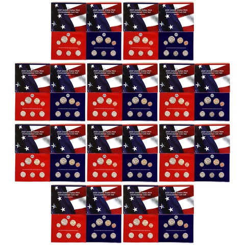 2021 Mint Set 10 Pack Original Envelopes 140 US Coin Lot Cover