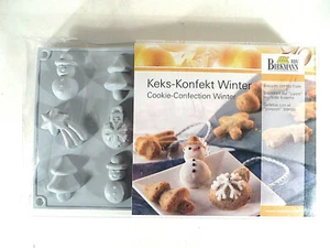 Holiday 3-D Silicone 2 Molds 30 Cookies/Biscuit Snowmen Tree Snowflakes NIB - Picture 1 of 7