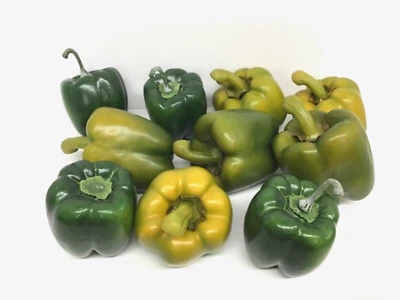 10 Pimientos Verdes Imitación Verduras Cocina Exhibición Accesorios Decoración Fingir Parece Real Foto 1 de 4