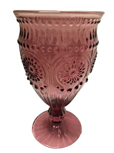 TWO The Pioneer Woman Adeline PLUM Goblet Embossed Stemmed Drinking Glass 12 oz - Picture 1 of 1