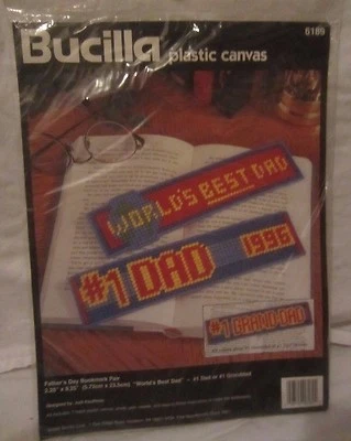 Bucilla 6189 Father's Day Bookmark Pair Plastic Canvas Needlepoint Unopened - Y - Image 1 of 3