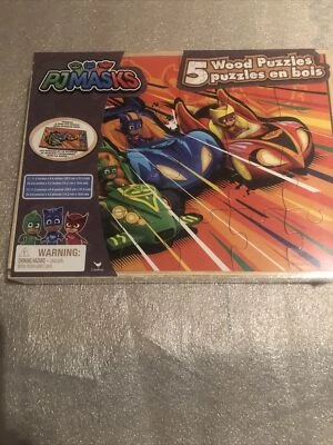 PJMasks Wooden Puzzle Toddler Five Puzzles In One Wooden Box Kids New - Image 1 of 4