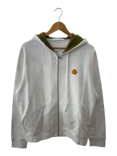 Felpa con cappuccio MONCLER L WHT bianca C SCOM 23 40320 L patch zip usata