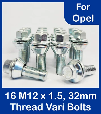 16 Alloy Wheel Vari Bolts M12 x 1.5 Wobbly / Wobble Bolt Variable PCD - Opel - Image 1 of 3