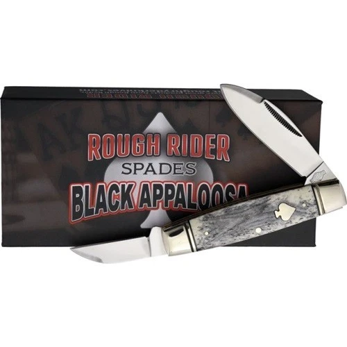 Нож Rough Rider Black Appaloosa Senator с костяной ручкой из нержавеющей стали - Изображение 1 из 1