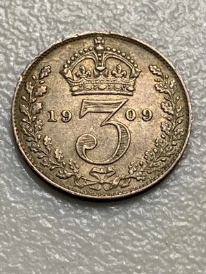 Great Britain 1909 3 Pence XF Condition SKU#37261 - Image 1 of 2