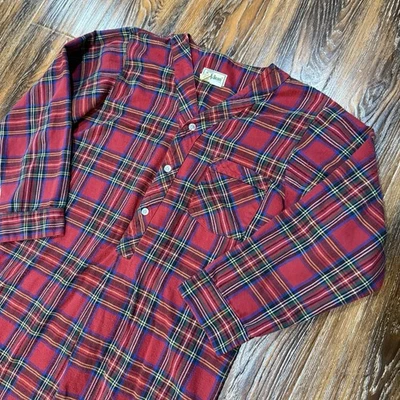 L.L. Camisola Bean Scotch xadrez algodão flanela aconchegante vermelha clássica bolsos tamanho M - Imagem 1 de 4