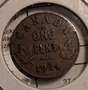 Canada 1934 1 Cent Penny - VG - Picture 1 of 2