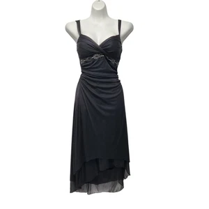 VTG. Ruby Rox Black Y2K 90's Beaded Sequin Goth Witchy Sheer Midi Dress Women M - Picture 1 of 8