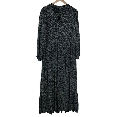 Maxi Vestido Mango MNG Negro Blanco Lunares Manga Larga Línea A Talla 4 Foto 1 de 4