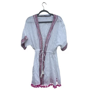 Johnny Was Kimono Jacket, Belladonna, Cover Up, Linen, Tassels, Sz S - Picture 1 of 7
