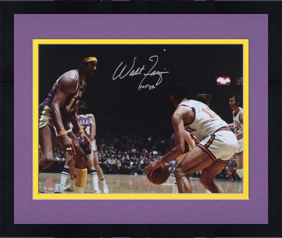 Framed Walt Frazier Knicks Signed 16x20 vs. Wilt Chamberlain Photo w/HOF 87 Insc - Image 1 of 1