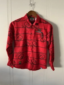 Tommy Hilfiger Boy Red Button Down Shirt Long Sleeves with Whimsical Patterns - Picture 1 of 6