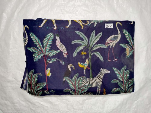 VETEMENTS Tessuto artigianale cotone indiano blu foresta stampa sartoria cucito corsa 7 anni