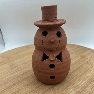 Vintage Sandstone Handmade Snowman Candle Holder - Picture 1 of 5