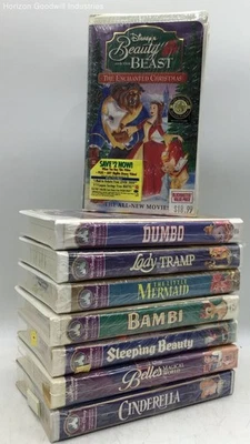 Sealed Disney Movies VHS Tapes Lot Of 8-Cinderella/Bambi/Beauty & The Beast/More Foto 1 de 4
