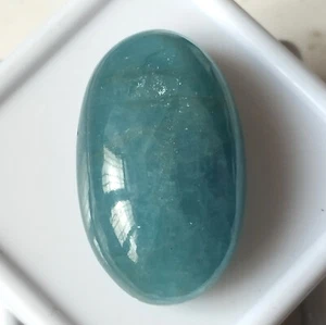 Blue Aquamarine Cabochon 41.20 Carat Oval Shape Natural Loose Gemstone 29X18 mm - Picture 1 of 6