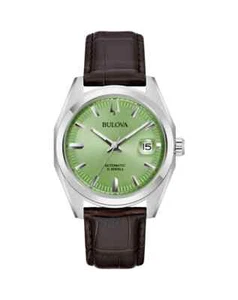 Bulova Surveyor 96B427 Sapphire Leather Automatic Green Dial - Picture 1 of 6