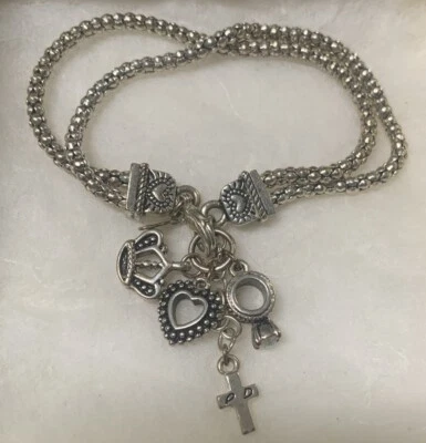 Premier Designs Tono Plata Dije Pulsera Cadena Corona Cruz Anillo Corazón Foto 1 de 3