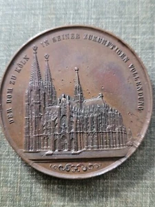 1842 COLOGNE CATHEDRAL MEDAL - GERMAN - Highly Detailed - RARE - Picture 1 of 4
