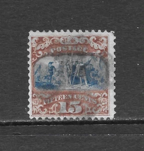 UNITED STATES SCOTT 118 USED F/VF - 1869 15c BROWN & BLUE ISSUE - Picture 1 of 2