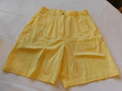 Pantalones Cortos Jennifer Moore Damas Mujeres Talla 12 Amarillo Plisado Frontal Usados en Excelente Condición Foto 1 de 4