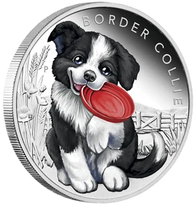 2018 Puppies - BORDER COLLIE 1/2 oz Silver Proof 50c Half Dollar Coin Colorized - Picture 1 of 5