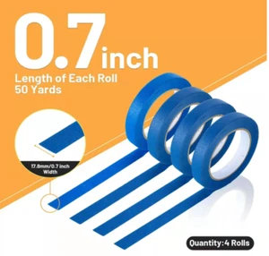 AUTOMOTIVE MASKING TAPE BLUE REFINISH MASKING TAPE AUTO BODY PAINT TAPE 4 ROLLS - Picture 1 of 2