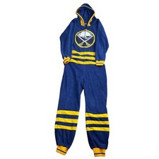 Buffalo Sabres Hockey Sockey Pajamas Small Fleece Body Suit Hooded NHL
