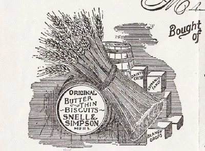 Snell Simpson Mfg Biscuits Crackers New Bedford MA 1910 Flag Cover & Billhead ñ - Image 1 of 4