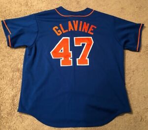 Vtg Majestic Stitched TOM GLAVINE #47 New York Mets Jersey Mens 2XL XXL Blue