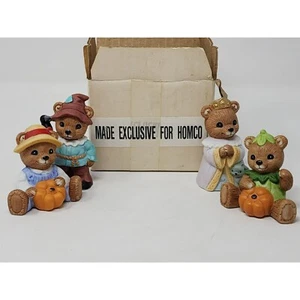 Estatuillas miniatura de 4 piezas de otoño/halloween Homco Bears nuevas de colección antiguas - Imagen 1 de 12