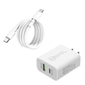 QC 3.0 PD 20W Power Adapter Block Type C Fast Charger Cable For Android Samsung - Picture 1 of 16