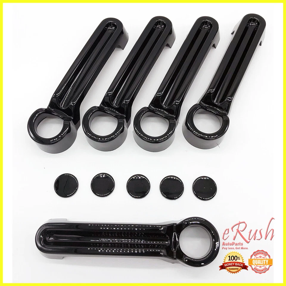 PARA JEEP WRANGLER JK 2006-2018 MANIJA DE PUERTA NEGRA BRILLANTE + CUBIERTA DE PUERTA TRASERA SUPERPOSICIONES Foto 1 de 1